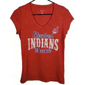 Cleveland Indians Baseball T-Shirt Red Cotton